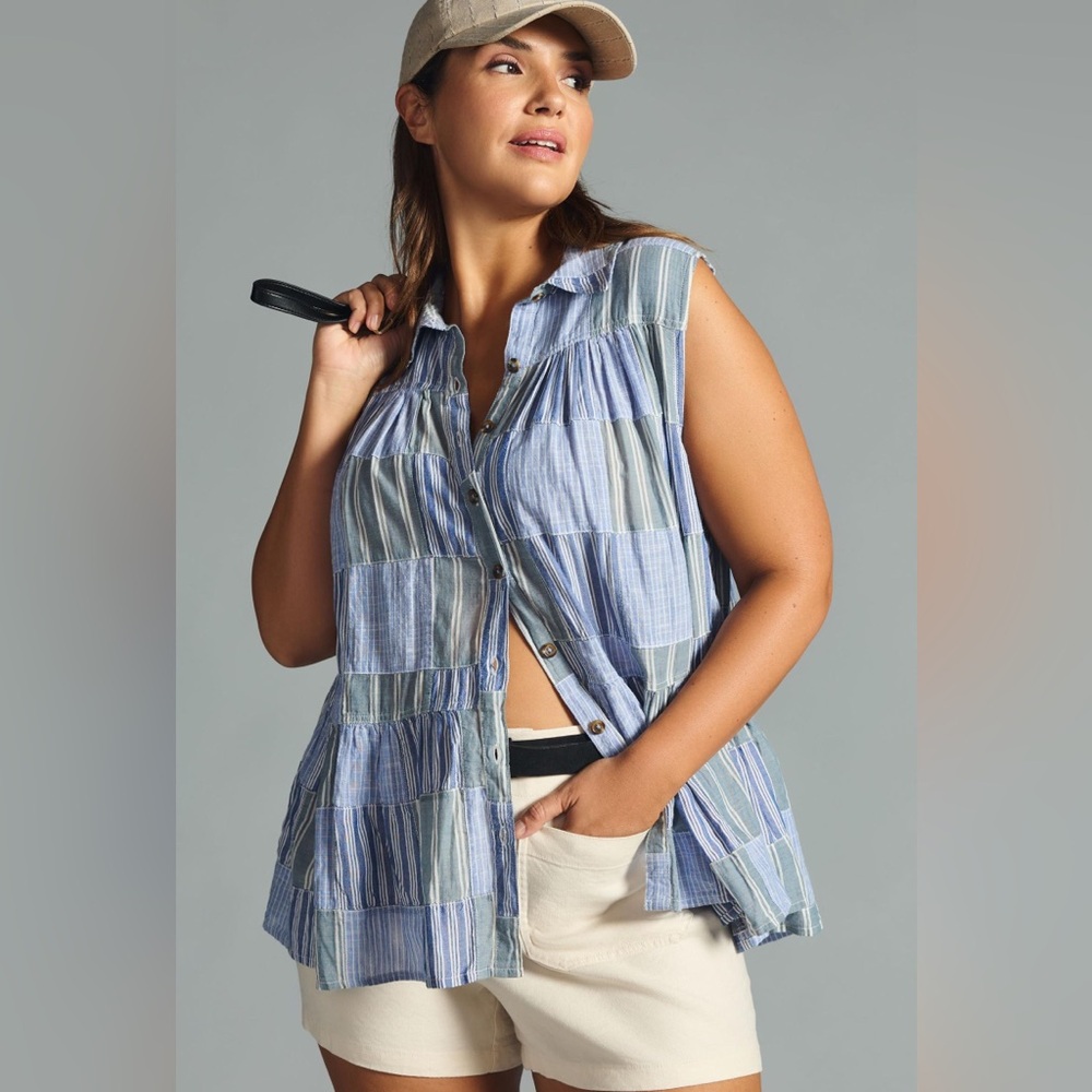 Pilcro Tiered Sleeveless Blouse | SZ XS - Picture 2 of 11
